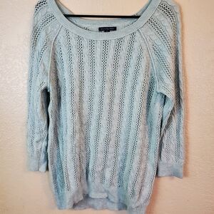 American Eagle Blue Cable Knit Pullover Sweater Cozy Pastel